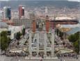 Barcelone, la plaa d'Espanya, vue de la colline Montjuic
