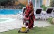 Rajasthan, Devgarh, entretien des pelouses